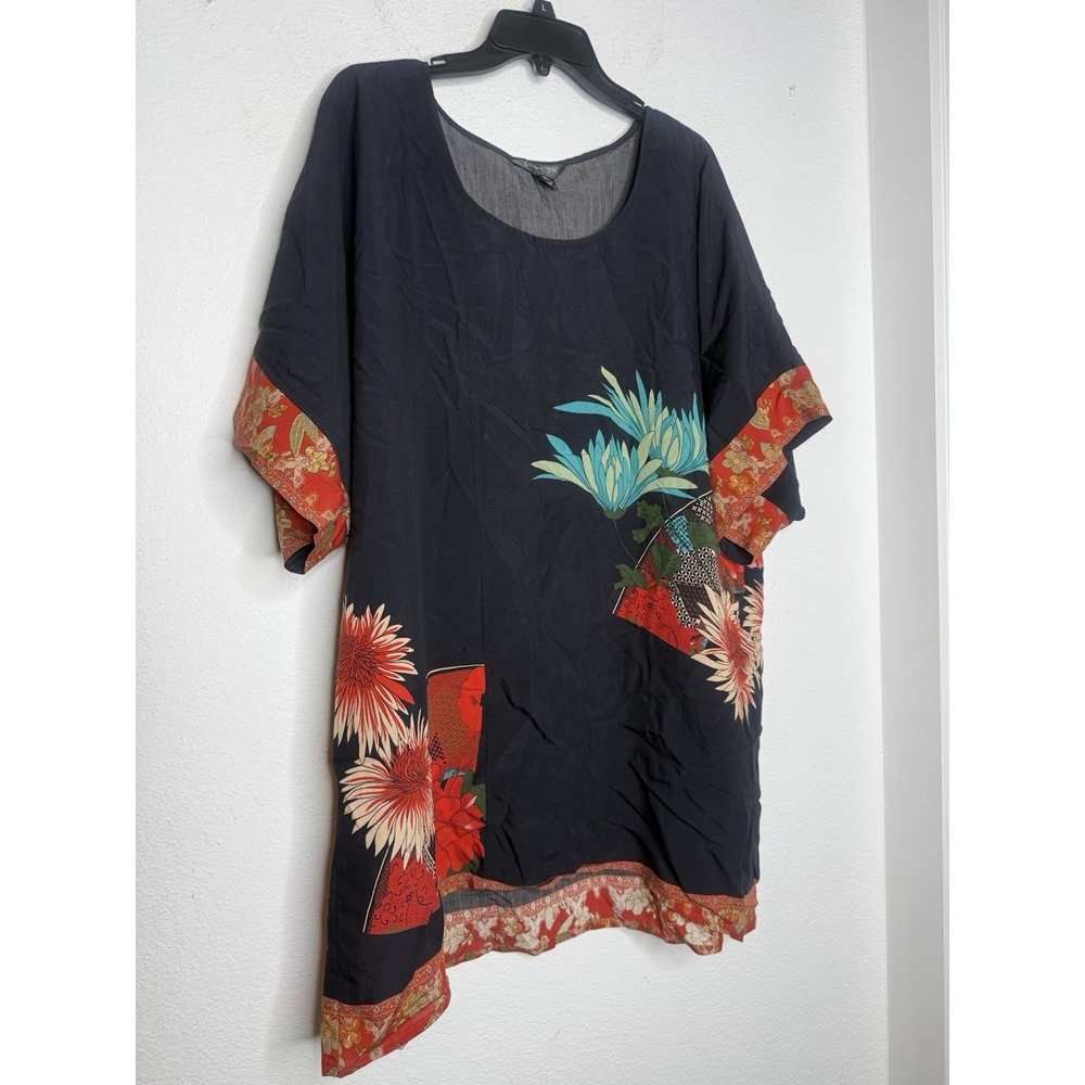 Citron Santa Monica Women's Size XL Floral Blouse Boho Lagenlook - Picture 2 of 8